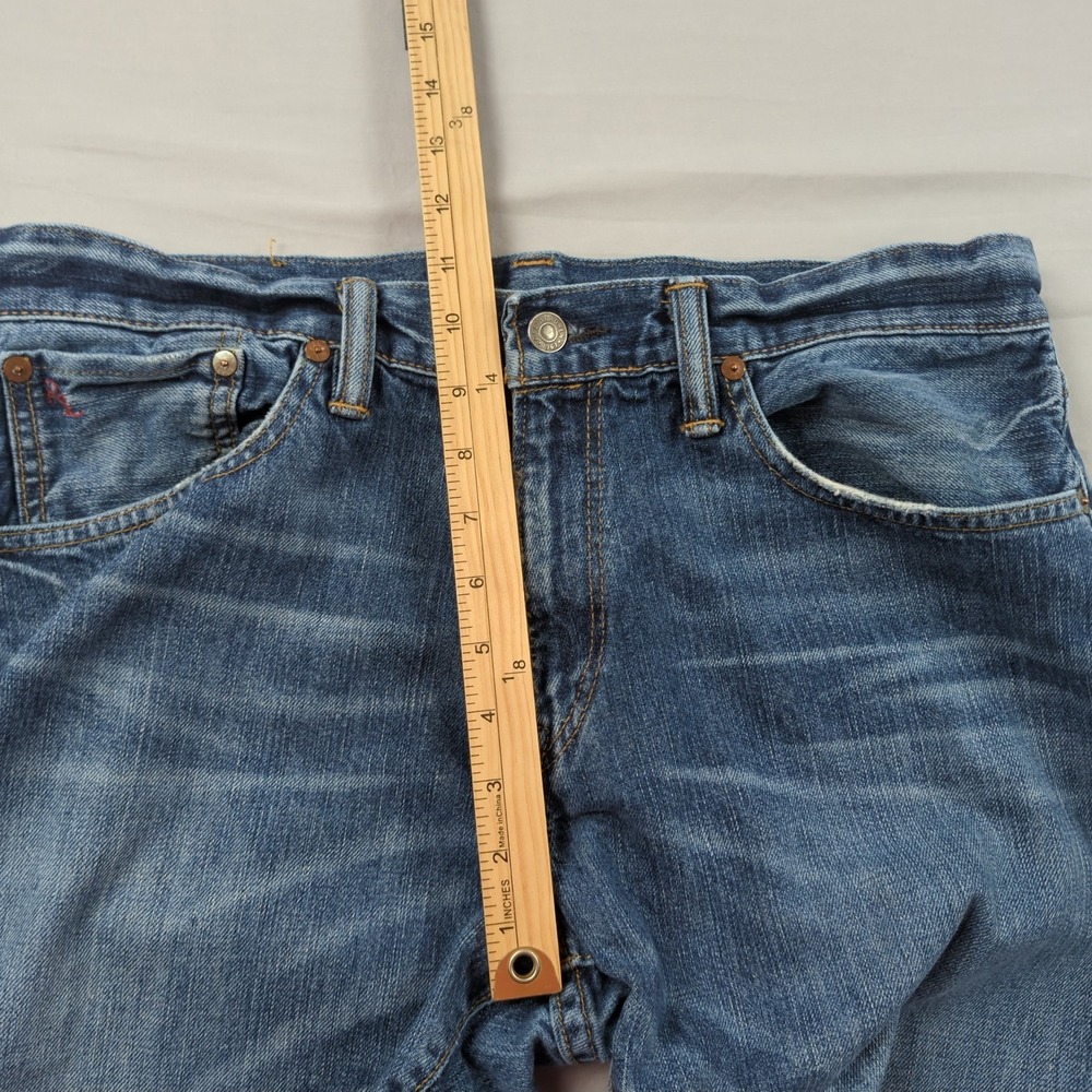 Polo Ralph Lauren 867 Jeans Mens 33x30 Blue Classic Straight Leg Distressed - Picture 9 of 16